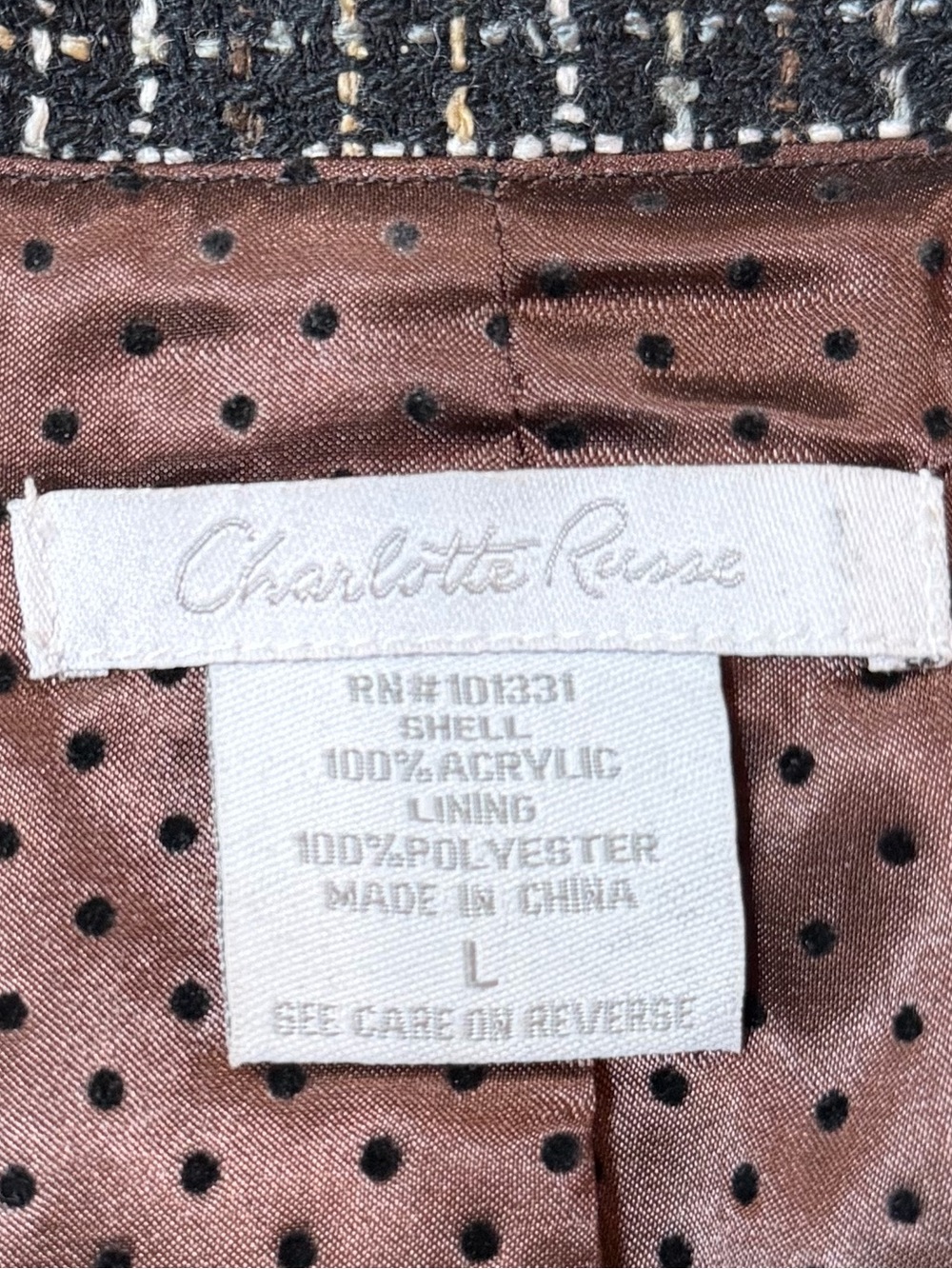 Charlotte Russe Tweed Short Sleeve Blazer Top - Picture 4 of 4
